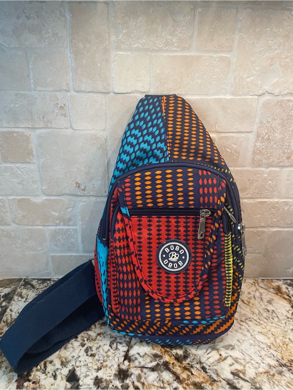 BOBO Multi-Color Men’s Sling Bag - Blue/Red/Orange